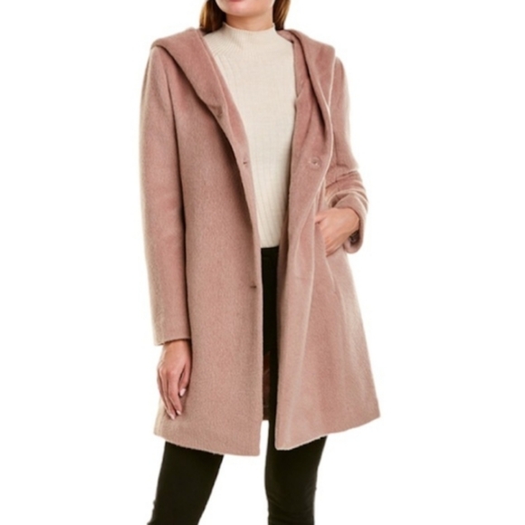 Cole Haan Jackets & Blazers - COLE HAAN Wool Alpaca Blush Pink Asymmetric Hooded Coat  10 NWT SRP $580